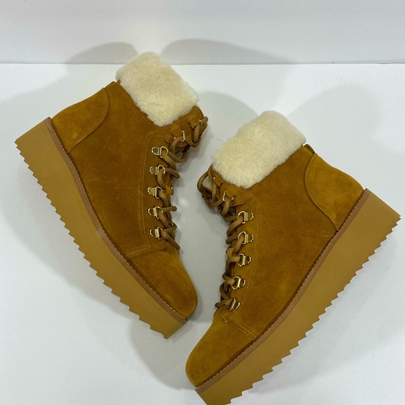 New Sam Edelman Franc Wedge Shearling Booties - Picture 8 of 11